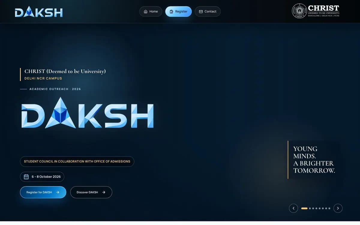 DAKSH 2026 homepage for CHRIST Delhi NCR Campus