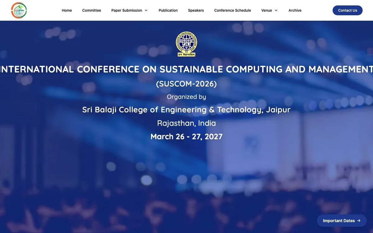SUSCOM 2026 sustainable computing conference homepage