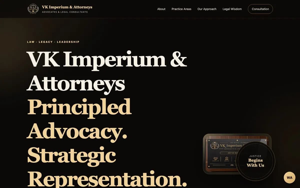 VK Imperium and Attorneys professional legal-practice homepage